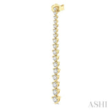 1 1/2 Ctw Round Cut Diamond Riviera Drop Earring in 14K Yellow Gold