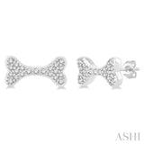 1/6 ctw Dog Bone Petite Round Cut Diamond Fashion Stud Earring in 10K White Gold