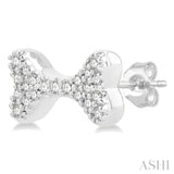 1/6 ctw Dog Bone Petite Round Cut Diamond Fashion Stud Earring in 10K White Gold