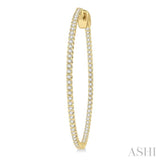 1 ctw Inside-Out Round Cut Diamond 1 1/2 Inch Hoop Earrings in 14K Yellow Gold