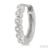 1/10 Ctw Round Cut Diamond Huggie Petite Earrings in 10K White Gold