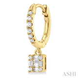 1/3 Ctw Petite Square Shape Fusion Diamond Fashion Huggies in 10K Yellow Gold