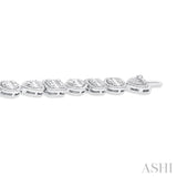 3 1/5 Ctw Mixed Shape Halo Fusion Baguette and Round Cut Diamond Bracelet in 14K White Gold