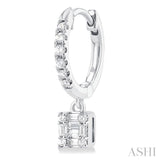 1/3 Ctw Petite Square Shape Fusion Diamond Fashion Huggies in 10K White Gold