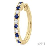 1.80 MM Round Shape Sapphire and 1/4 Ctw Round Cut Diamond Precious Hoop Earring in 10K Yellow Gold