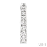 1/2 Ctw Graduated Round Cut Diamond Fashion Hoop Earrings in 14K White Gold