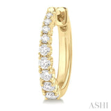 1/2 Ctw Graduated Round Cut Diamond Fashion Hoop Earrings in 14K Yellow Gold