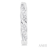 1/10 Ctw Entwined Front Round Cut Diamond Fashion Hoop Earring in 10K White Gold