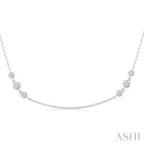 3/4 Ctw Three Stone Bezel Set Round Cut Diamond Station Necklace in 14K White Gold