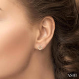 1/6 Ctw Petite Clover Round Cut Diamond Fashion Stud Earrings in 10K Yellow Gold