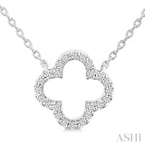 1/8 Ctw Petite Clover Round Cut Diamond Fashion Pendant With Chain in 10K White Gold