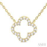1/8 ctw Petite Clover Round Cut Diamond Fashion Pendant With Chain in 10K Yellow Gold
