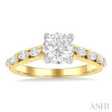 1/2 Ctw Marquise and Round Cut Diamond Semi-Mount Engagement Ring in 14K Yellow and White Gold