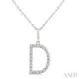 1/10 Ctw Initial 'D' Round Cut Diamond Fashion Pendant With Chain in Sterling Silver