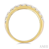 1/2 Ctw Dome Shape Slanted Ribbed Pattern Round Cut Diamond Fashion Ring in 10K Yellow Gold