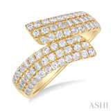 1 ctw Bypass Triple Row Round Cut Diamond Wide Fashion Band in 14K Yellow Gold
