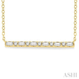 1/6 ctw Baguette and Round Cut Diamond Petite Bar Necklace in 10K Yellow Gold