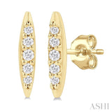 1/10 Ctw Petite Boat Shape Round Cut Diamond Fashion Stud Earring in 10K Yellow Gold