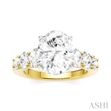 1 1/4 Ctw Oval Shape Oval and Round Cut Diamond Semi-Mount Engagement Ring in 14K Yellow and White Gold