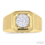 1/2 Ctw Lovebright Two-Tone Round Cut Diamond Men's Ring in 10K Yellow and White Gold