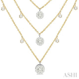 1/2 Ctw Lovebright Round Cut Diamond 3-Layered Necklace in 14K Yellow and White Gold