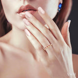 2.3 MM Ruby and 1/4 Ctw Round Cut Diamond Precious Wedding Band in 14K Yellow Gold