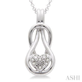 1/50 Ctw Heart Shape Round Cut Diamond Fashion Pendant in Sterling Silver with Chain
