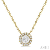 1/6 ctw Circular Round Cut Diamond Lovebright Pendant With Chain in 14K Yellow and White Gold