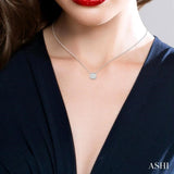 1/6 ctw Cushion Shape Lovebright Diamond Pendant With Chain in 14K White Gold
