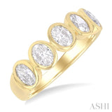 1 1/2 Ctw 5-Stone Bezel Set Oval Cut Diamond Fashion Band in 14K Yellow Gold