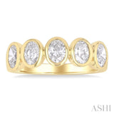 1 1/2 Ctw 5-Stone Bezel Set Oval Cut Diamond Fashion Band in 14K Yellow Gold