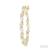 1 1/6 Ctw Inside & Outside Marquise and Round Cut Diamond Fashion Open Hoop Earrings in 14K Yellow Gold
