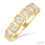 2 Ctw 7-Stone Bezel Set Emerald Cut Diamond Fashion Band in 14K Yellow Gold