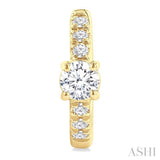 3/8 Ctw Round Shape Round Cut Diamond Fashion Huggie Petite Earrings in 14K Yellow Gold