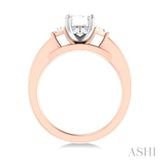 1/4 ctw Emerald Shape Trillion and Round Cut Diamond Semi Mount Engagement Ring in 14K Rose and White Gold