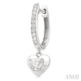 1/2 Ctw Heart Shape Dome Round Cut Diamond Fashion Huggie Earrings in 14K White Gold