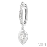 1/2 Ctw Marquise Shape Dome Round Cut Diamond Fashion Huggie Earrings in 14K White Gold