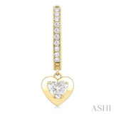 1/2 Ctw Heart Shape Dome Round Cut Diamond Fashion Huggie Earrings in 14K Yellow Gold