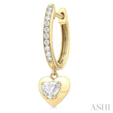 1/2 Ctw Heart Shape Dome Round Cut Diamond Fashion Huggie Earrings in 14K Yellow Gold