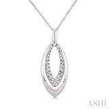 1/10 Ctw Marquise Shape Inner Link Single Cut Diamond Pendant With Chain in Sterling Silver
