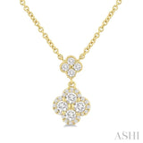 1/2 Ctw Clover Round Cut Diamond Station Necklace in 14K Yellow Gold