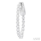 1/2 Ctw Inside-Out Single Prong Set Round Cut Diamond Hoop Earrings in 14K White Gold