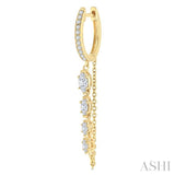 3/4 Ctw Marquise and Round Cut Diamond Journey Long Chain Fashion Earrings in 14K Yellow Gold