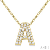 1/10 Ctw Bubble Accent Initial 'A' Round Cut Diamond Fashion Pendant With Chain in 10K Yellow Gold