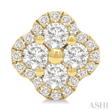 1/2 Ctw Clover Round Cut Diamond Fashion Earrings in 14K Yellow Gold