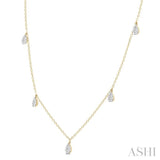 1/3 Ctw Lovebright Pear Motif Round Cut Diamond Station Necklace in 14K Yellow Gold
