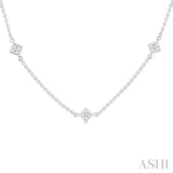 1 1/2 Ctw Princess Cut Diamond Station Necklace in 14K White Gold