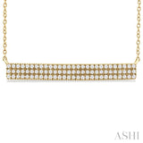 1/4 ctw Bar Triple Row Round Cut Diamond Necklace in 10K Yellow Gold