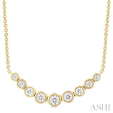 1/2 Ctw Graduated Bezel Set Round Cut Diamond Smile Necklace in 14K Yellow Gold