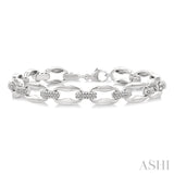 1/10 Ctw Oval Shape D-Link Single Cut Diamond Bracelet in Sterling Silver
